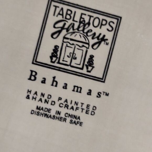 👍 2 Palm Tree Ceramic Square Plates. Tropical Beach C6 - Picture 3 of 5